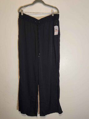 Michael Kors Black Wide Leg Pants 2X NWT Elastic Waist Flowy Lounge Chic